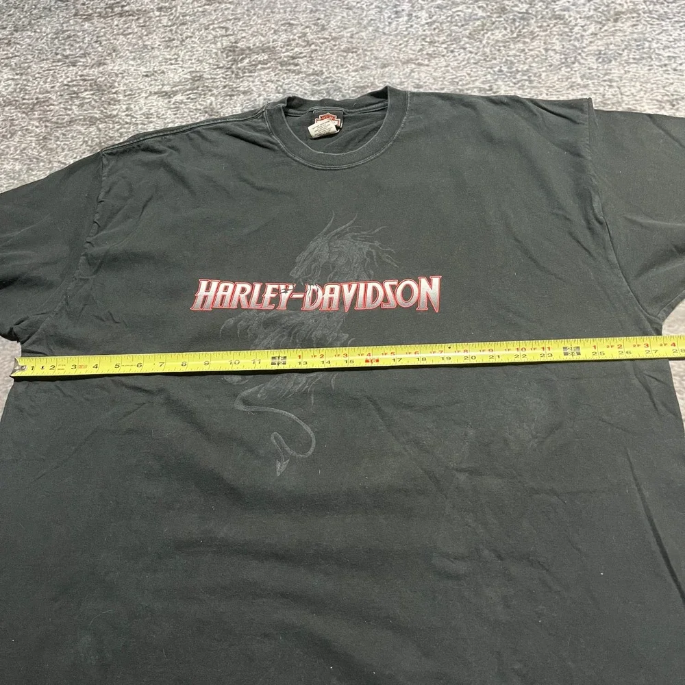 Vintage Harley Davidson Dragon T Shirt Mens 3XL Black Grunge Biker 2001 - Picture 7 of 10
